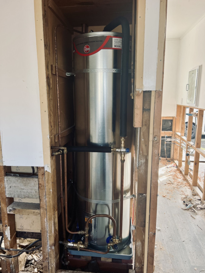 New mains pressure hot water cylinder installation