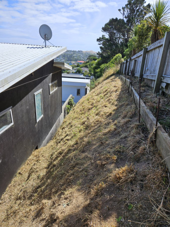 After our work. you can hoe steep the slope is in the back of the house