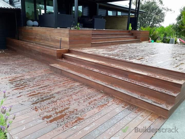 Decking wrapped around house
