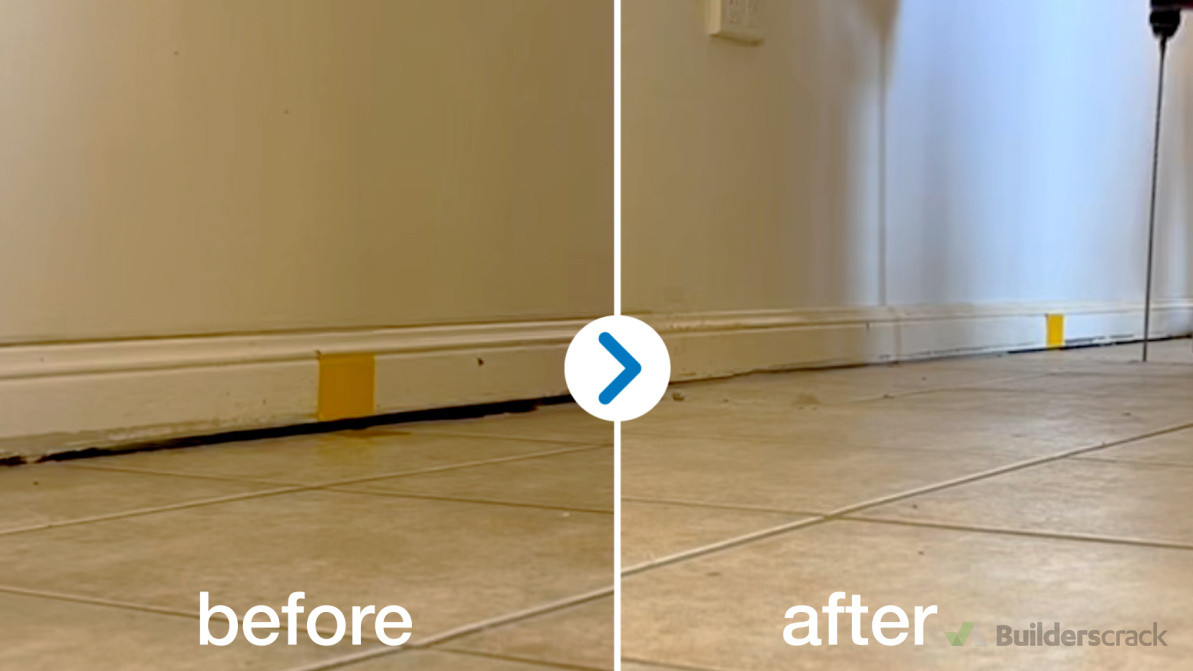 Before and after of sinking floor  using Mainmark's level correcting solutions