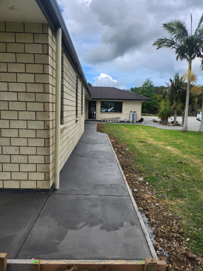 Concrete footpath around the house