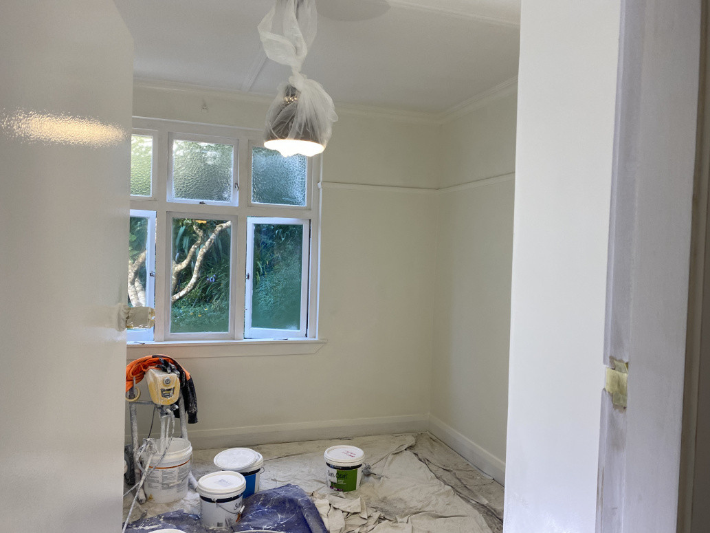 Skimmed wall and paint