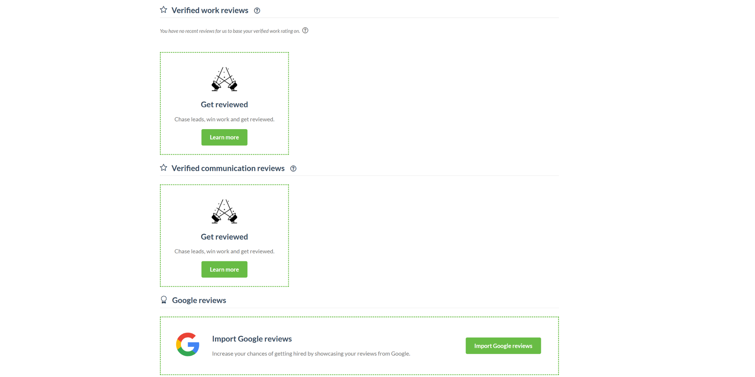 Verified work reviews