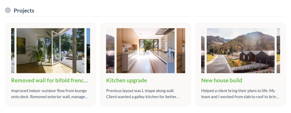 Projects section on your BC profile Projects section on your BC profile