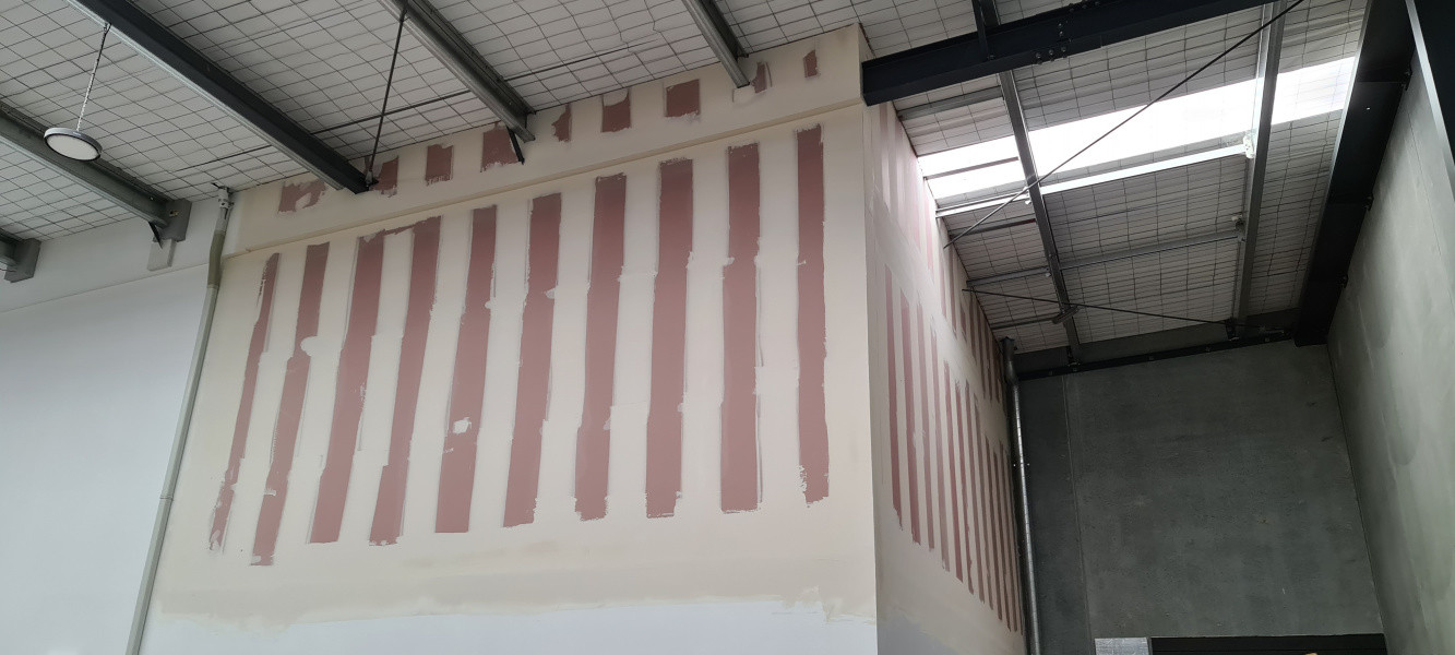 Steel stud fire rated wall with GIB board fixed and stopped