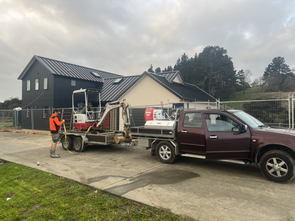 One of the boys packing up a site clear out in whitford.