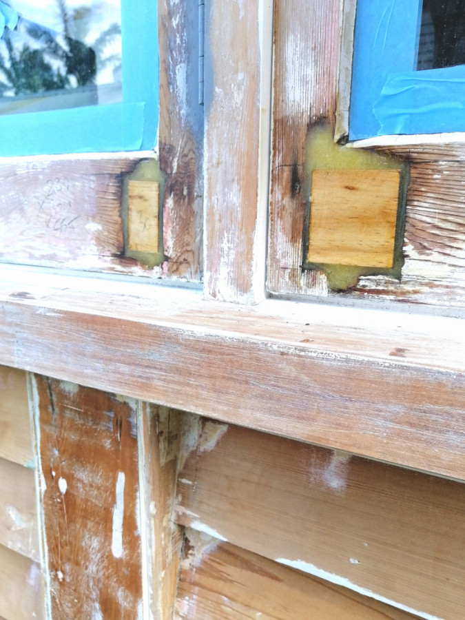 During - we use the Repaircare epoxy system and blocks of treated wood to repair large defects, this repair will outlast the window.