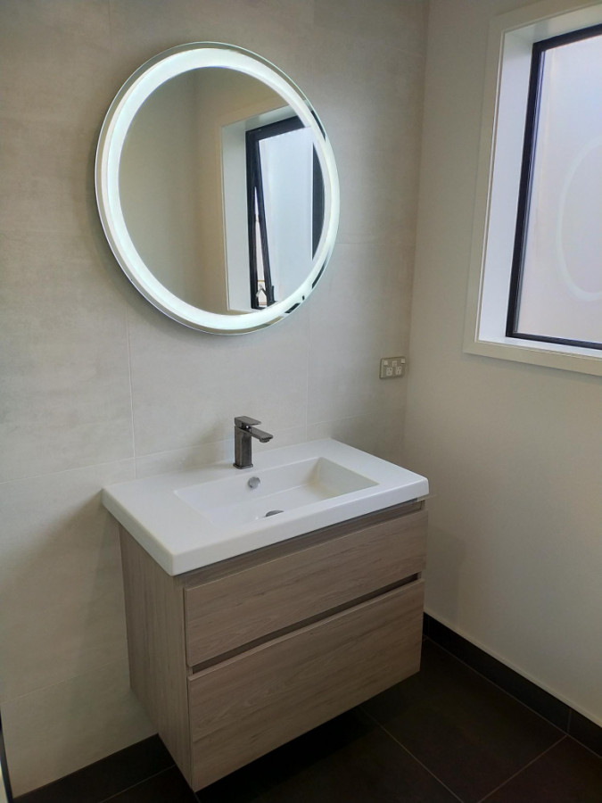 New bathroom vanity and LED mirror