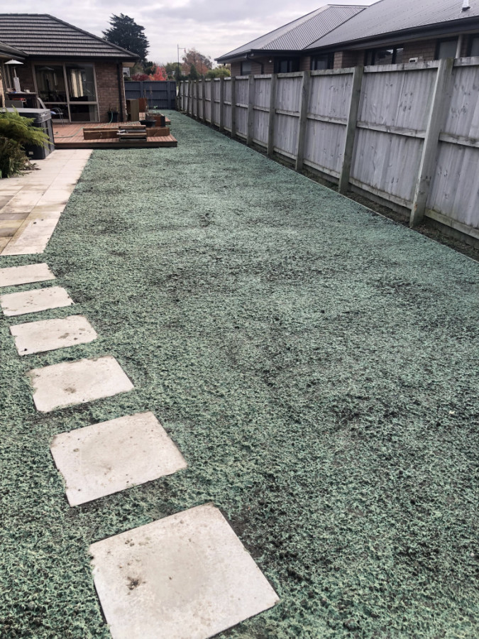 Site scrape 16 t of screened topsoil and hydroseeding