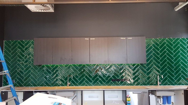 Herringbone splashback