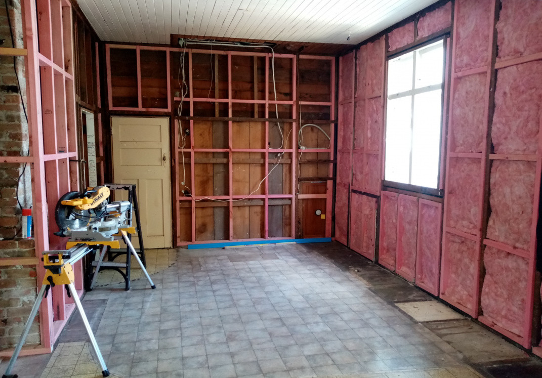 100 year old kitchen removed.  Renovation