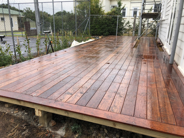 4Mx10M Kwila deck built at the rear of the building for entertainment beautiful natural look with a wash off