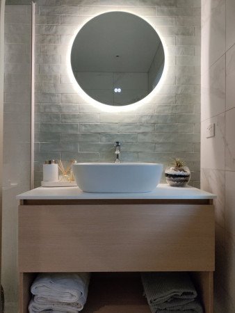 Bathroom renovation - LED backlit mirror.