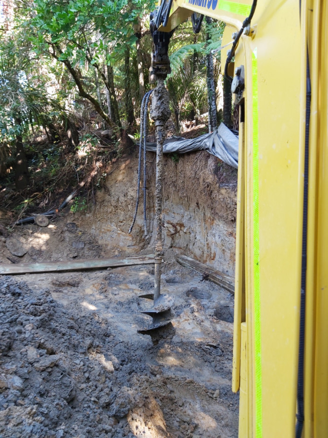 Post Hole Boring for Retaining Poles