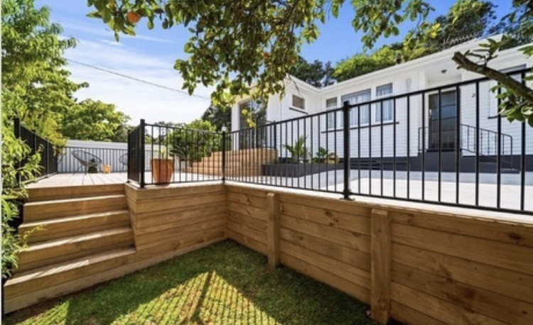 New front entrance - deck and retaining wall from The Builder