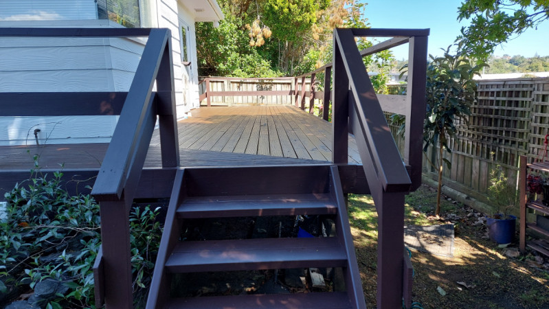 Decks stained and handrails painted