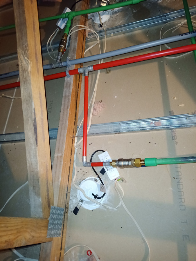 Water feeds to new bathroom