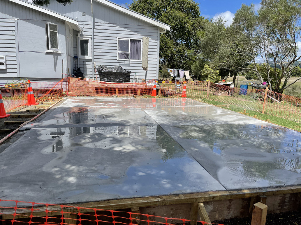 Foundations. Set out, Dig out. Box and place concrete