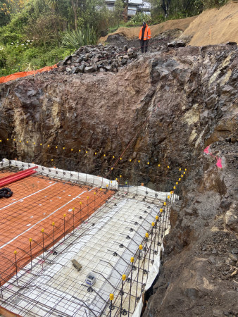 Builders completed the steel and formwork ready for concrete and then we will lay the blocks