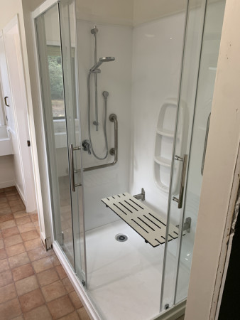 New walk in shower . Safer and easier to access