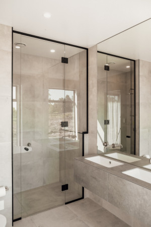 Full Height Shower Glass with Notched Panel