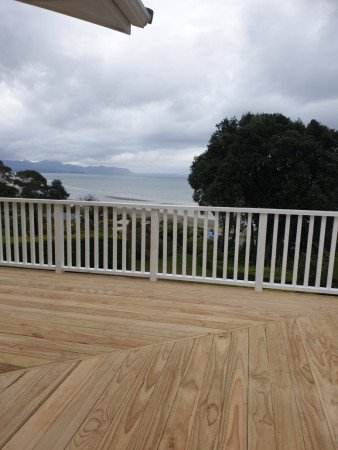 Pine decking and timber batton Balustrade