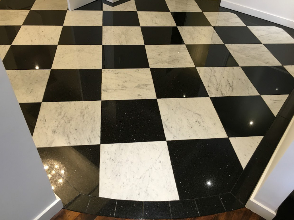 Galaxy Granite and Carrara Marble installation