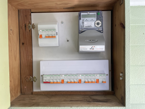 New switchboard panel, fitted with new enclosures and circuit protection