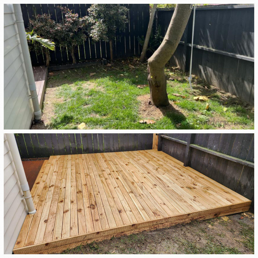 Deck extention with tree removal and fence repair