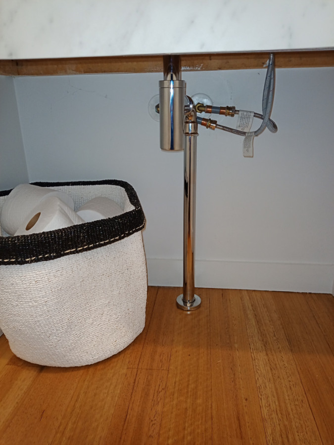 Chrome pipe and trap installed