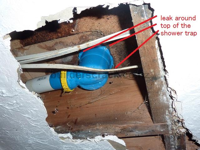 Upstairs Shower Leaking Into Ceiling Below 14791 Builderscrack