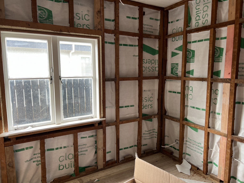 Wall paper installation at Renovation House