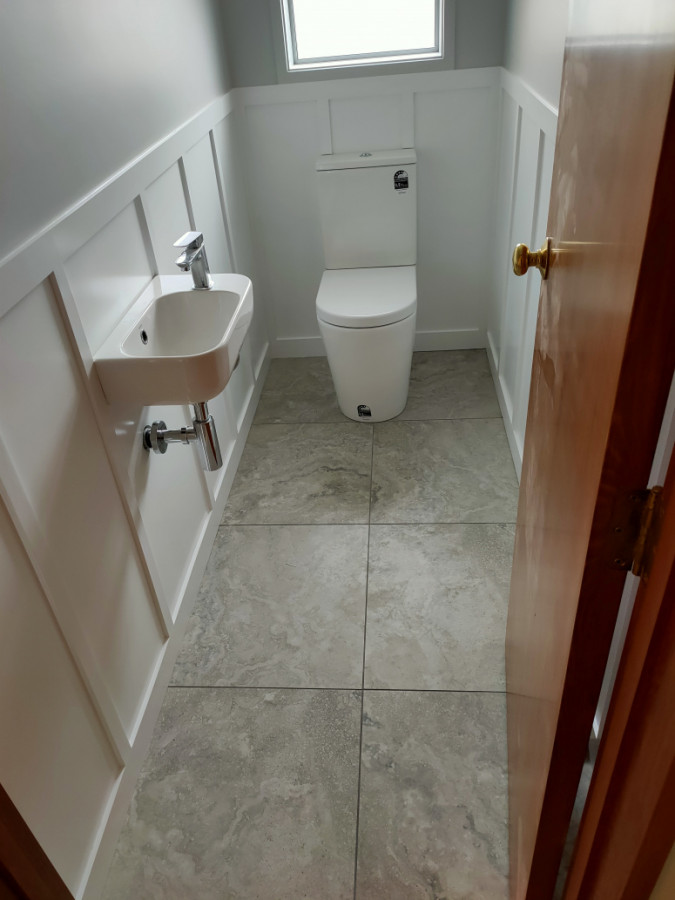 Board & Batten with tiled floor