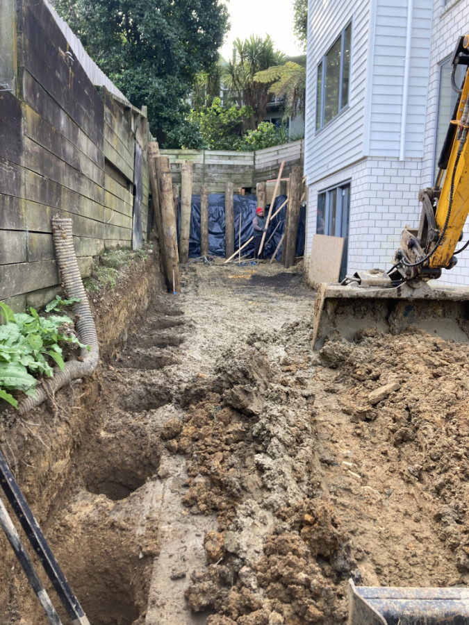 Retaining wall and driveway prep