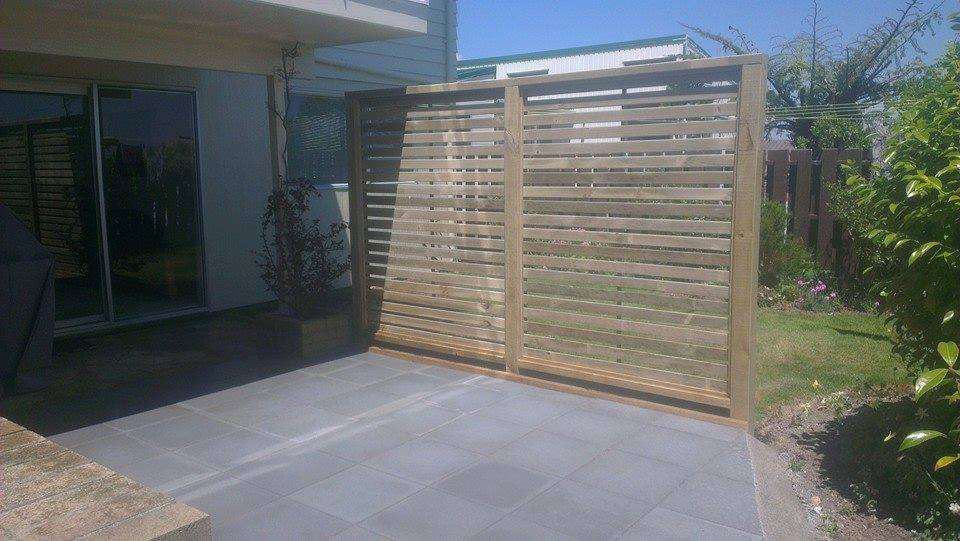 Patio area and privacy fence.