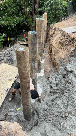 Poles concreted and lined up