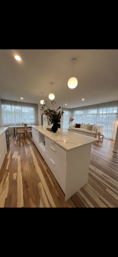 New open plan kitchen and living.