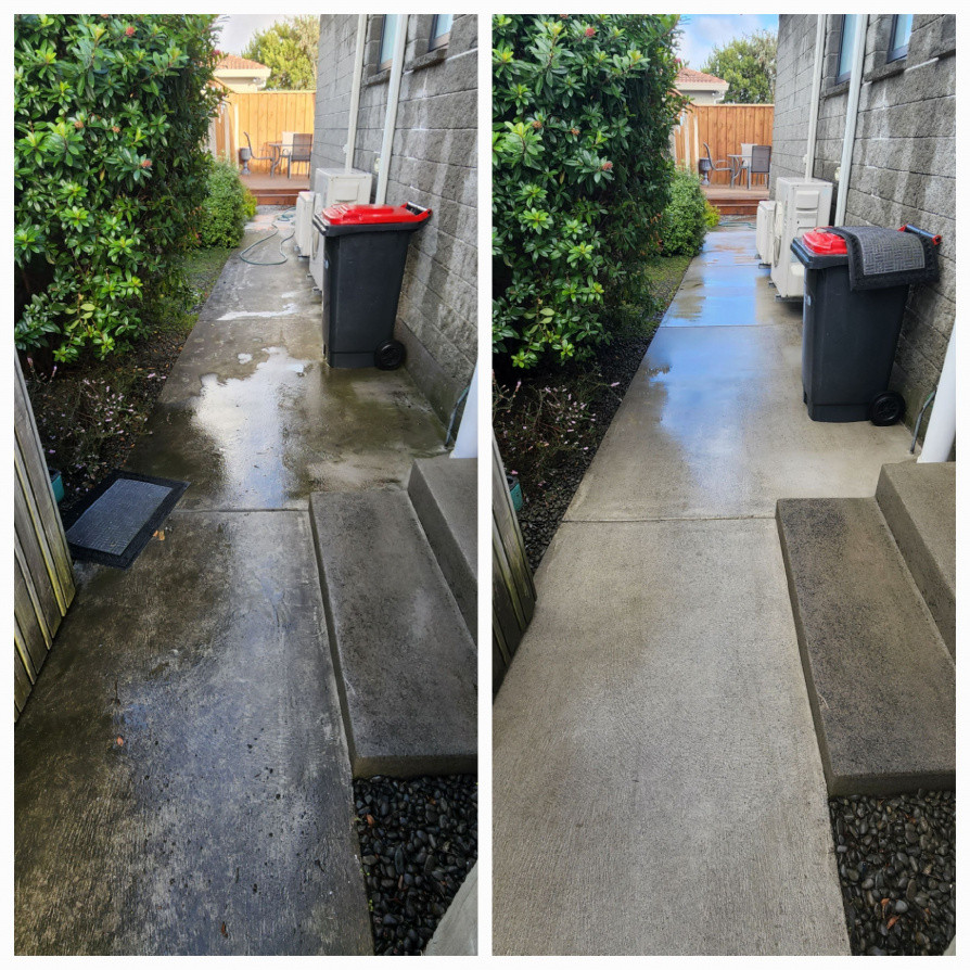 Path moss treat and waterblast