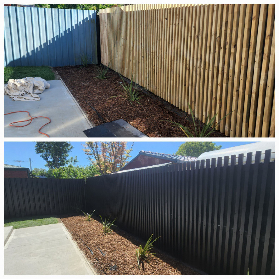 Fence Built,painted black & landscaped