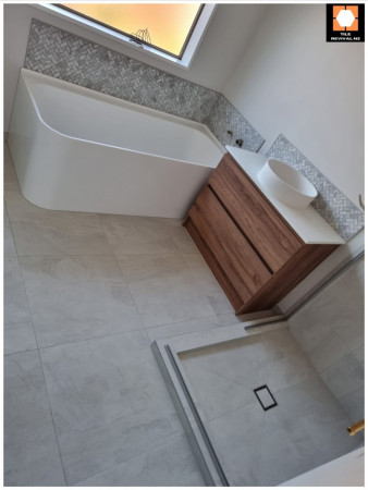 Complete Bathroom renovation - waterproofing, underfloor heating, formed and tiled shower base, walls, floor and splashbacks.