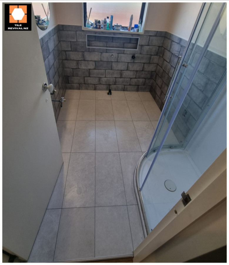 Bathriom Renovation - tiled floors, walls and recess.
