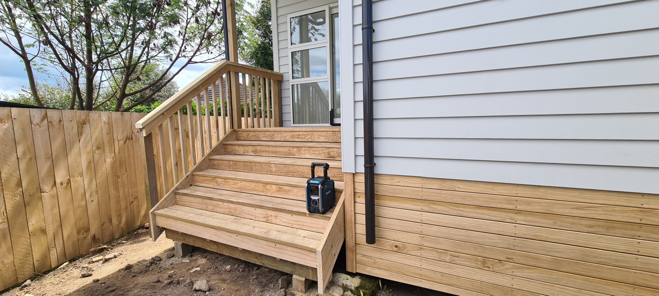 Base cladding, master bedroom staircase and balustrade