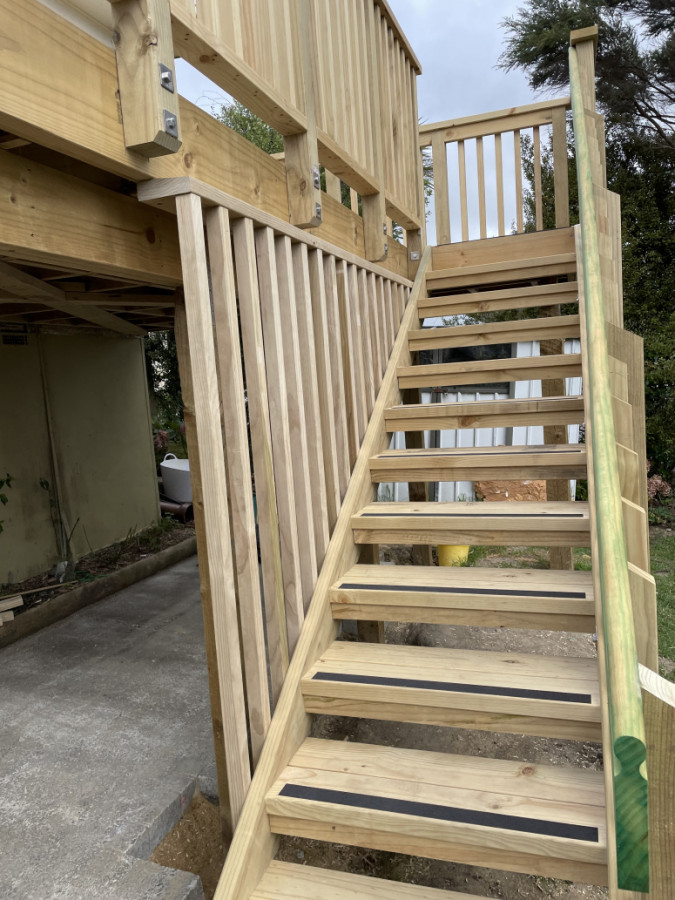 Stairs to new deck..council approved