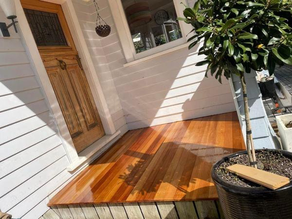 Re done front porch area, sourced Kauri from old demoed home. Blockhouse Bay