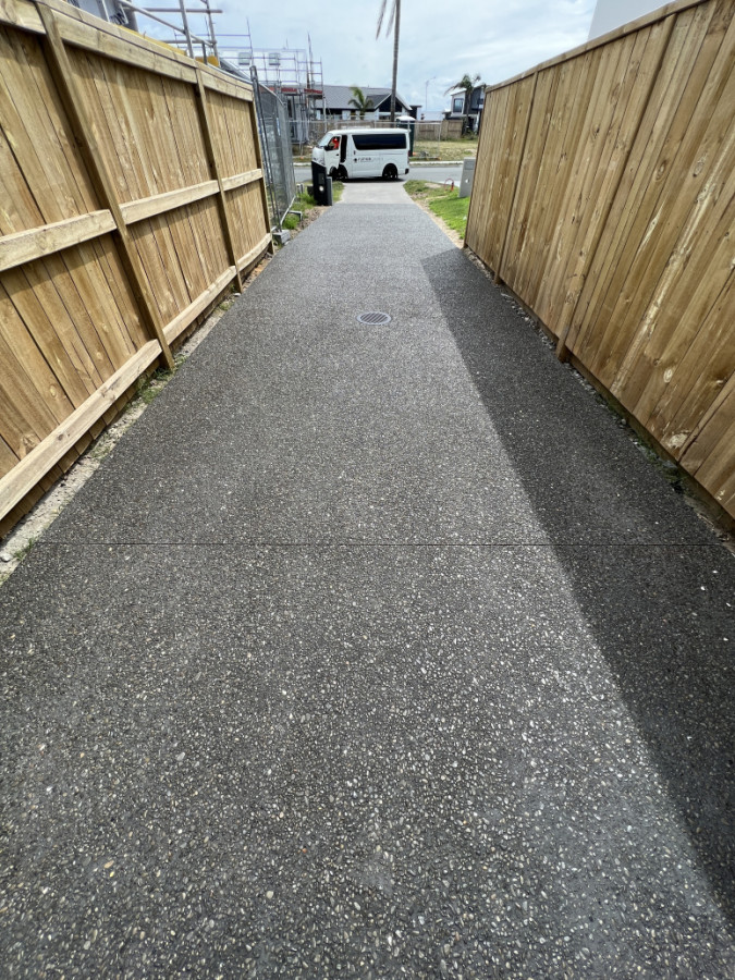 Full black exposed aggregate with shells