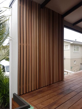 Custom built 2x2 cedar screen  and kwila deck.