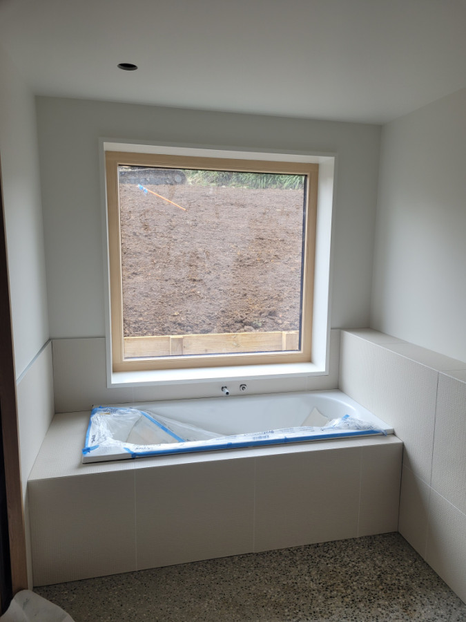 All mitred tiling bathroom