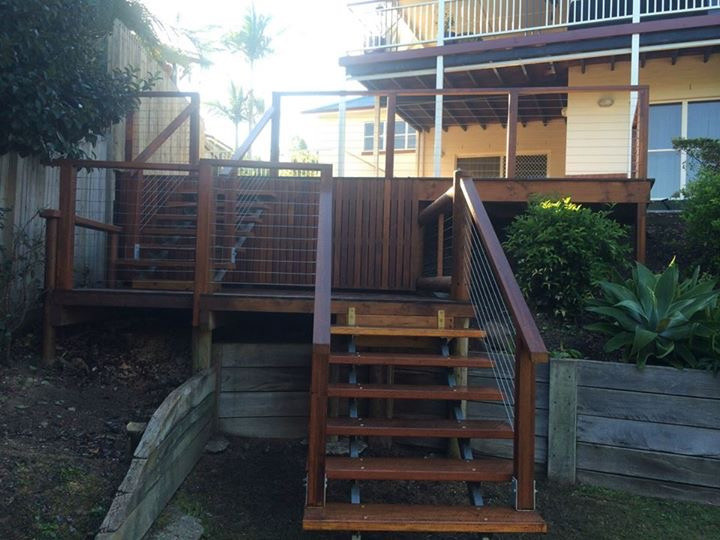 Beautiful deck stairs and hand rail