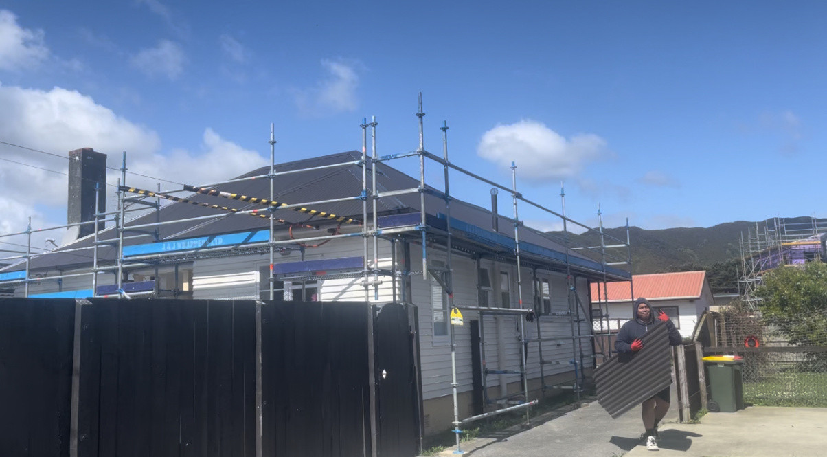 During concrete tile and spouting replacement