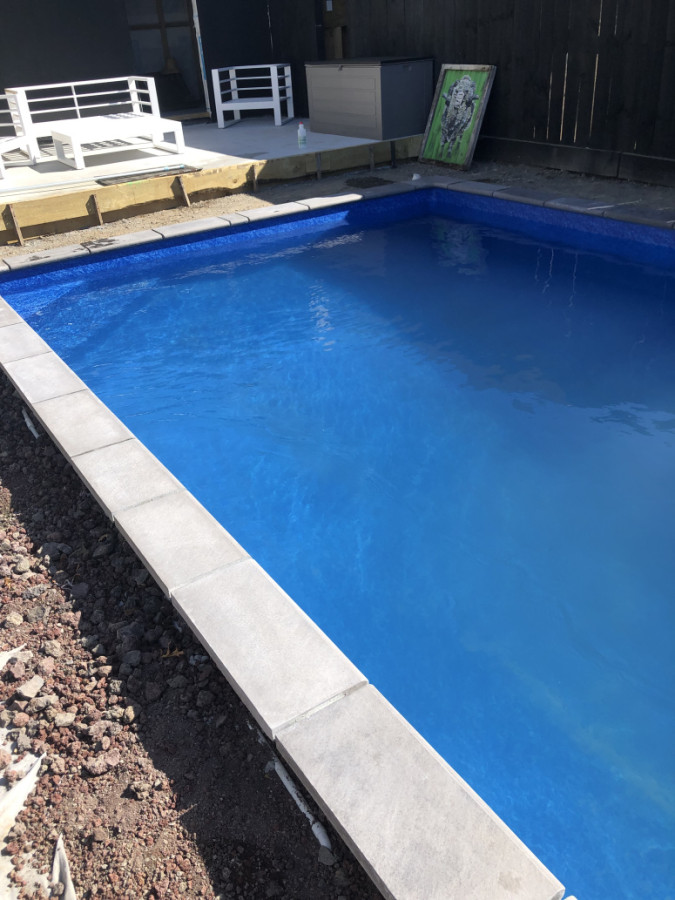 Older pool and we refurbished it including new coping stones